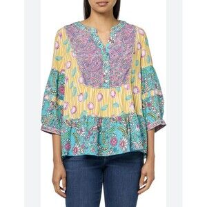 John Mark Cherries Paisley Embroidered Floral Tunic Top Womens 3X Patchwork NWT